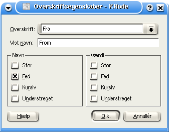 Dialogen Egenskaber for hovedet