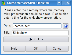 KPresenter Lav Memory Stick lysbilledshow... dialogen.