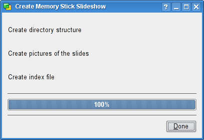 KPresenter Lav Memory Stick lysbilledshow fremgangsdialog.
